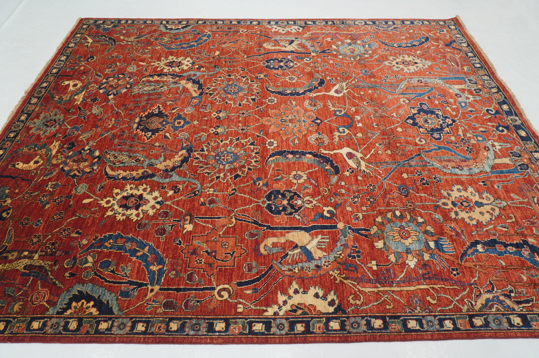 8x10 Afghan Red Bird Afghan Qashqai Hand knotted Oriental Rug - Yildiz Rugs