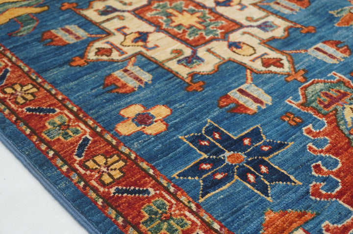 4x6 Blue Karaja Heriz Afghan Hand knotted Oriental Rug