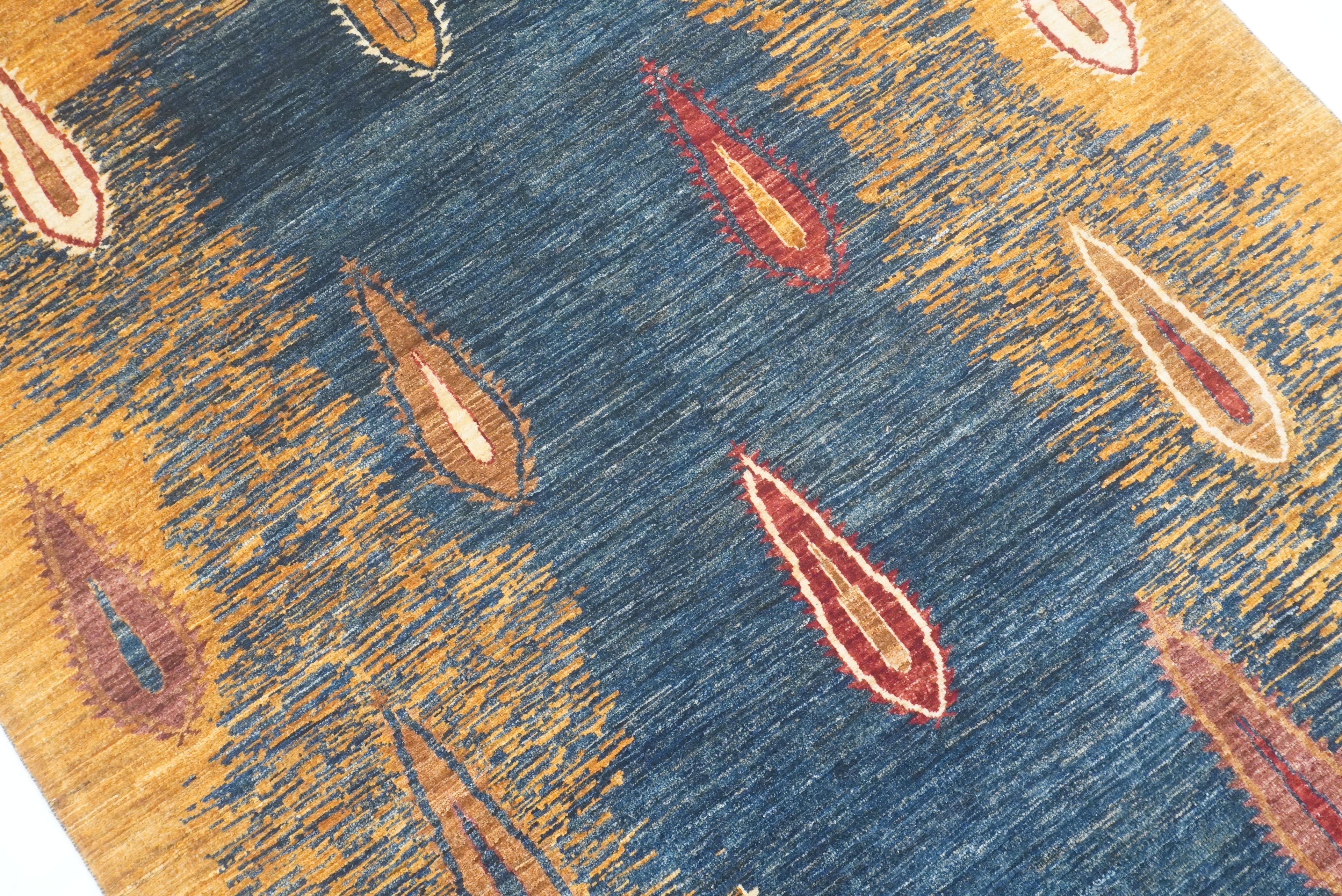 5x7 Blue Gabbeh Hand-Knotted Afghan Tribal Rug - Yildiz Rugs