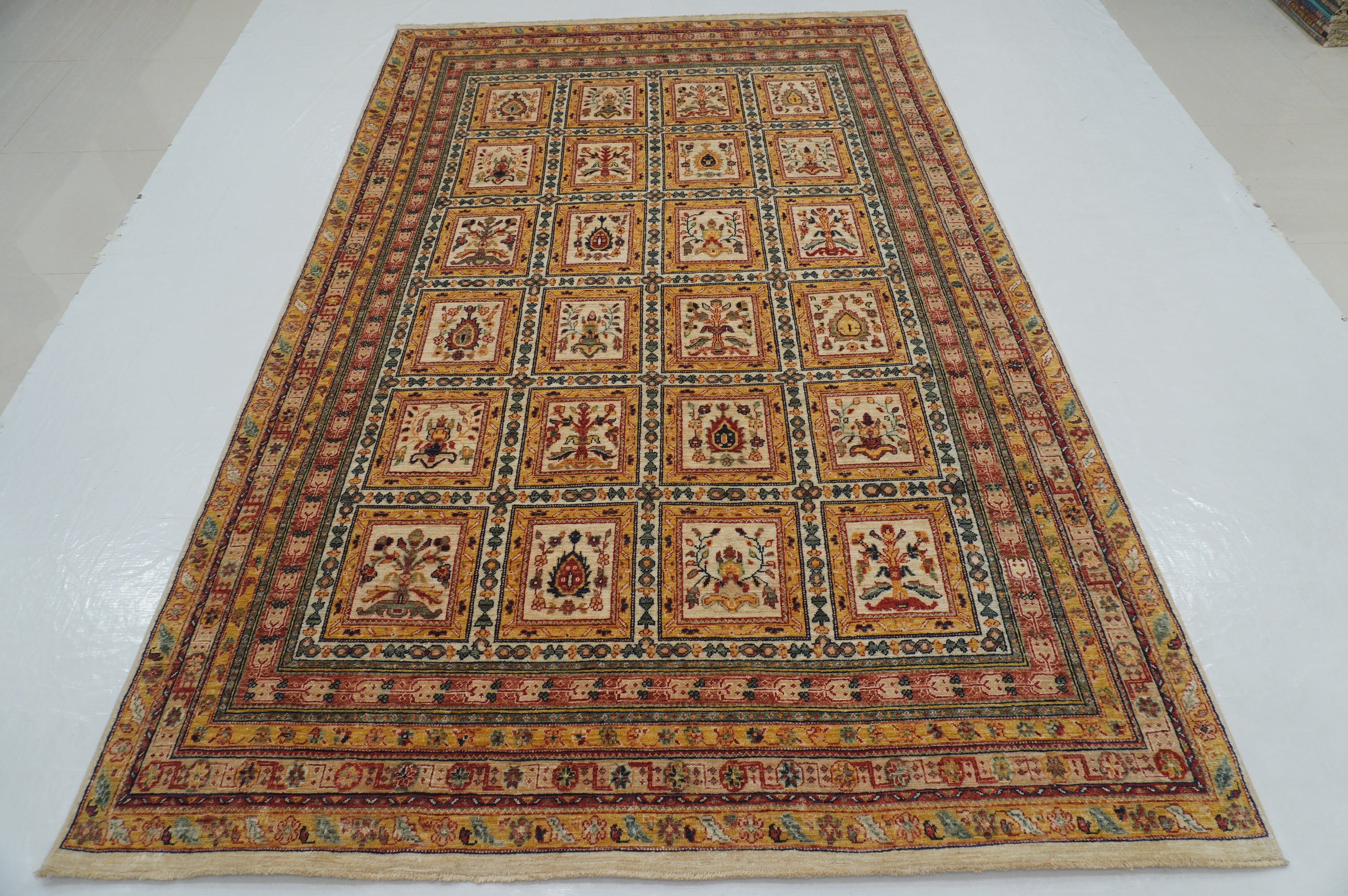 6x10 Beige Vintage Bakhtiari Afghan Hand Knotted Oriental Rug - Yildiz Rugs