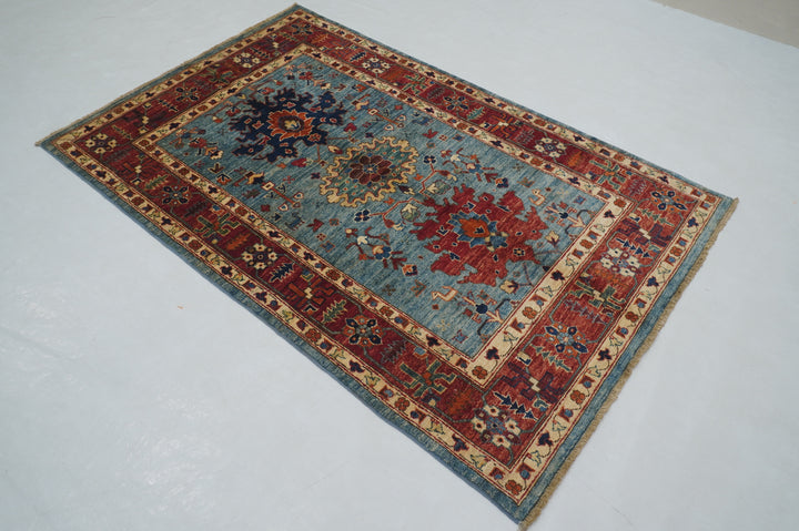 4x6 Blue Afghan Bidjar hand knotted Oriental Rug