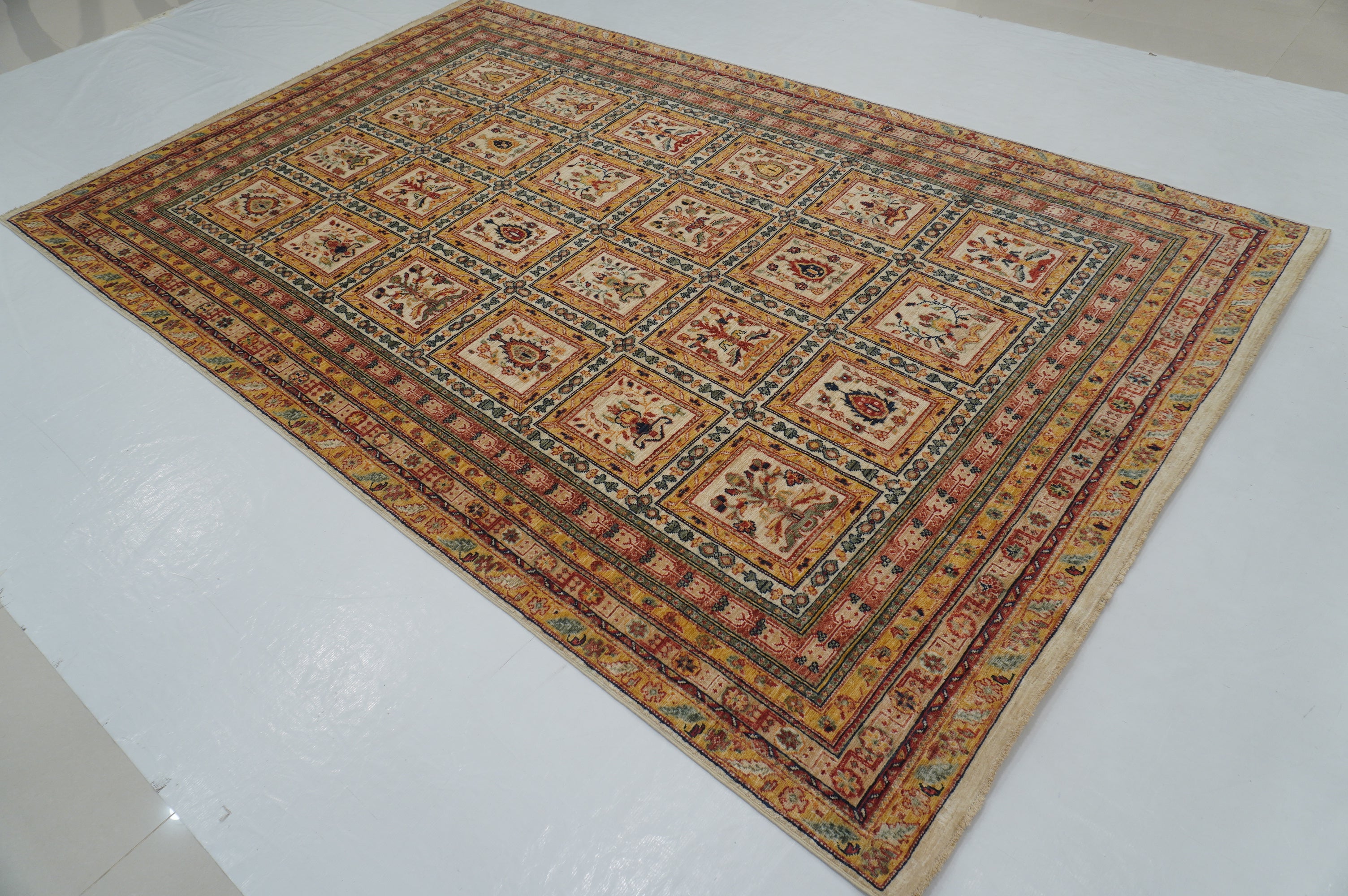 6x10 Beige Vintage Bakhtiari Afghan Hand Knotted Oriental Rug - Yildiz Rugs