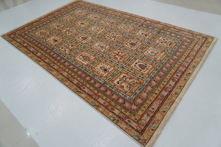 6x10 Beige Vintage Bakhtiari Afghan Hand Knotted Oriental Rug - Yildiz Rugs