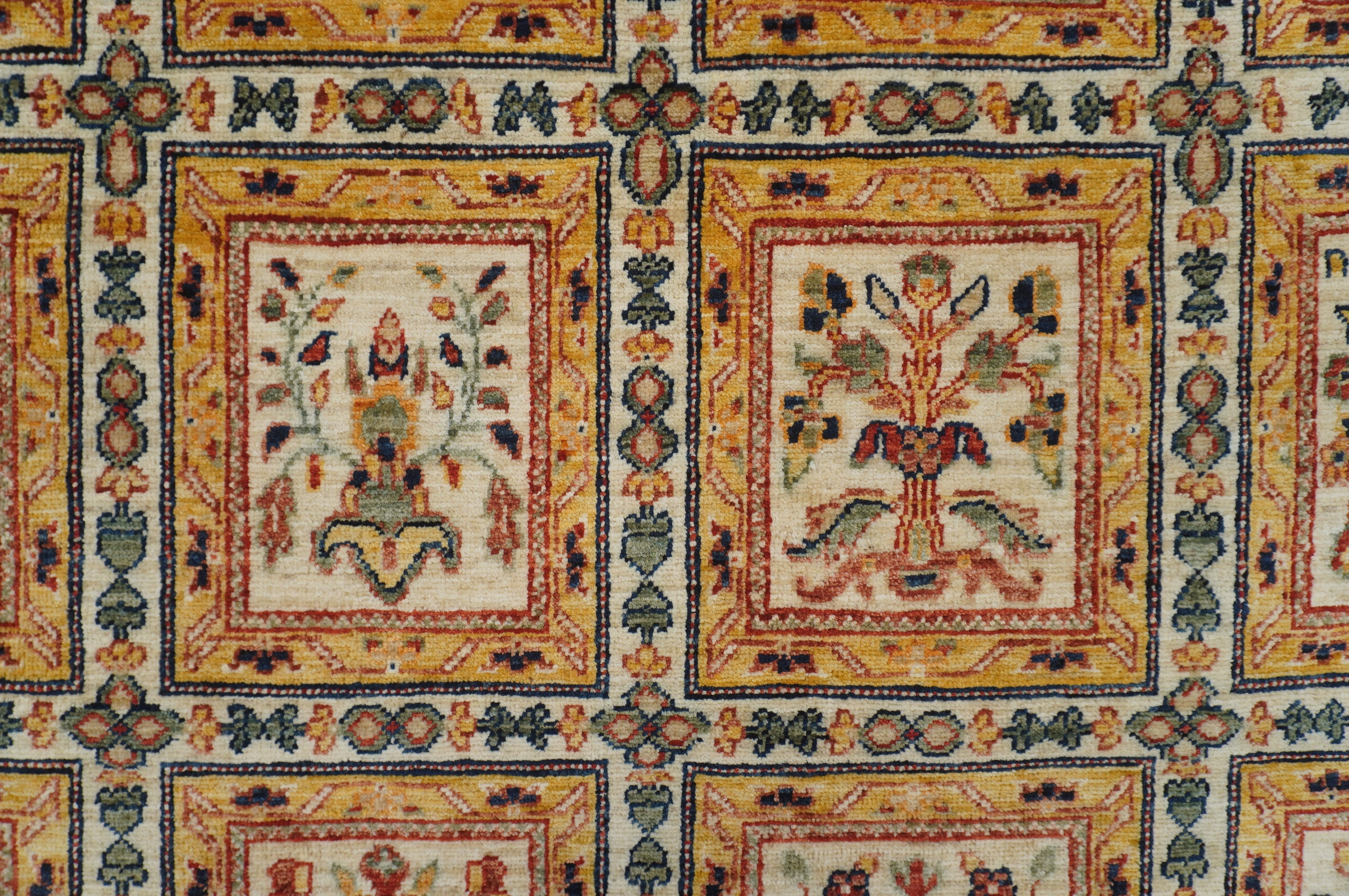 6x10 Beige Vintage Bakhtiari Afghan Hand Knotted Oriental Rug - Yildiz Rugs