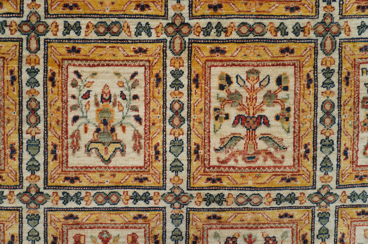 6x10 Beige Vintage Bakhtiari Afghan Hand Knotted Oriental Rug - Yildiz Rugs