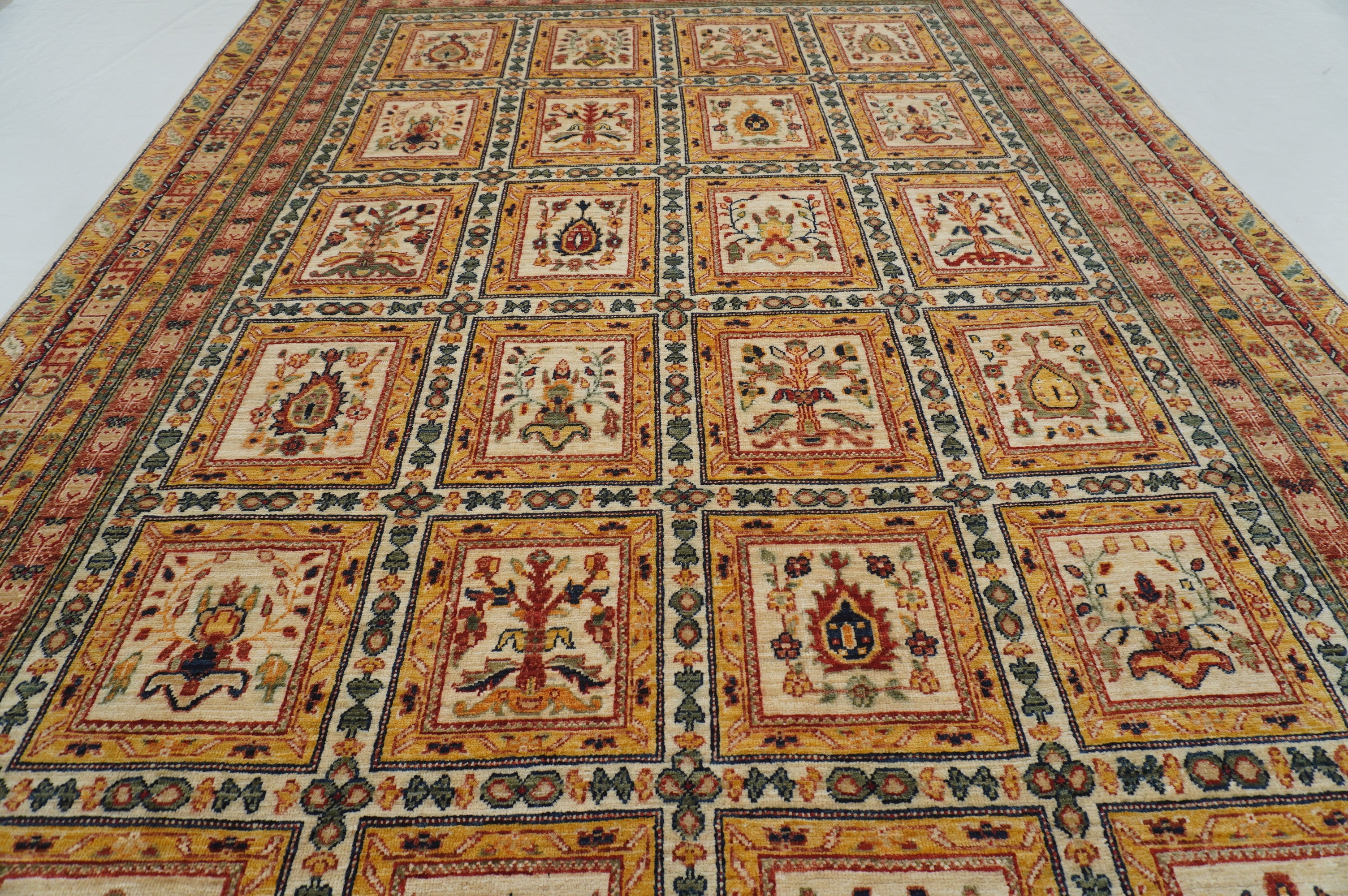 6x10 Beige Vintage Bakhtiari Afghan Hand Knotted Oriental Rug - Yildiz Rugs