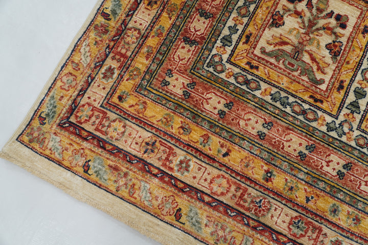 6x10 Beige Vintage Bakhtiari Afghan Hand Knotted Oriental Rug - Yildiz Rugs