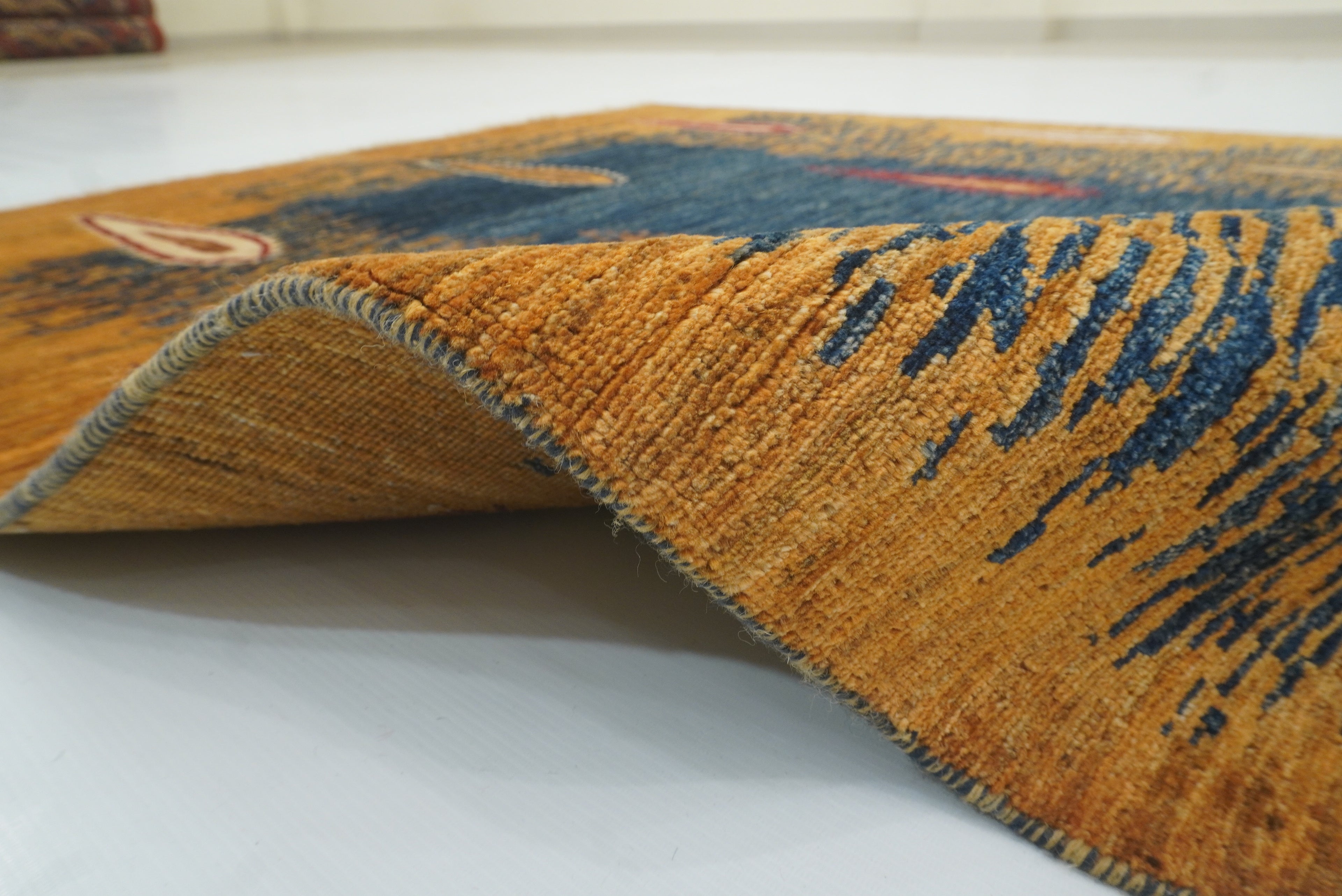 5x7 Blue Gabbeh Hand-Knotted Afghan Tribal Rug - Yildiz Rugs
