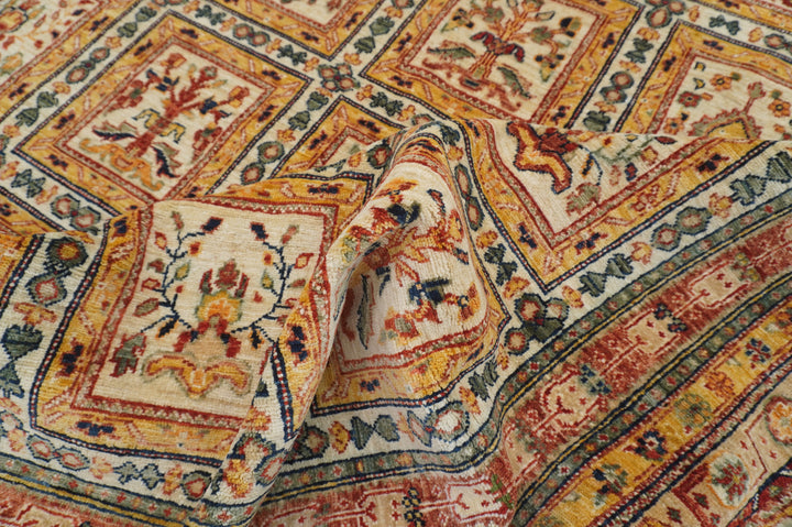 6x10 Beige Vintage Bakhtiari Afghan Hand Knotted Oriental Rug - Yildiz Rugs