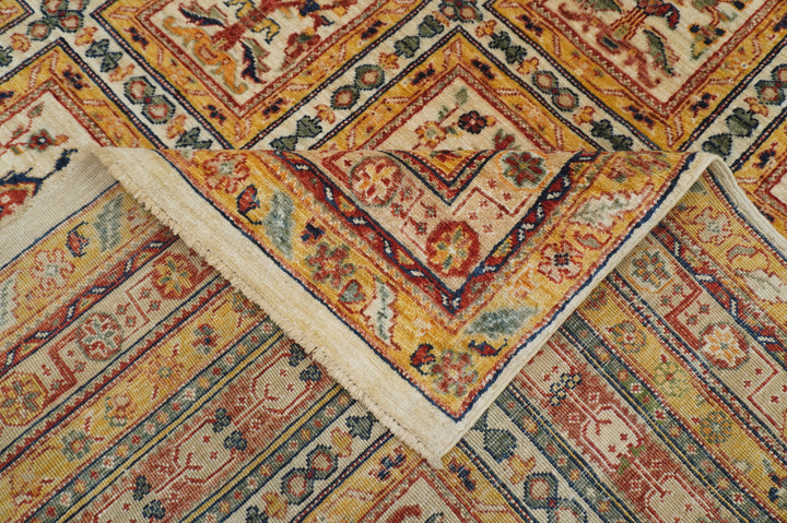 6x10 Beige Vintage Bakhtiari Afghan Hand Knotted Oriental Rug - Yildiz Rugs