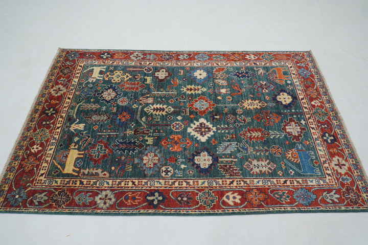 4x6 Green Tribal Qasqhai Afghan Hand Knotted Oriental Rug