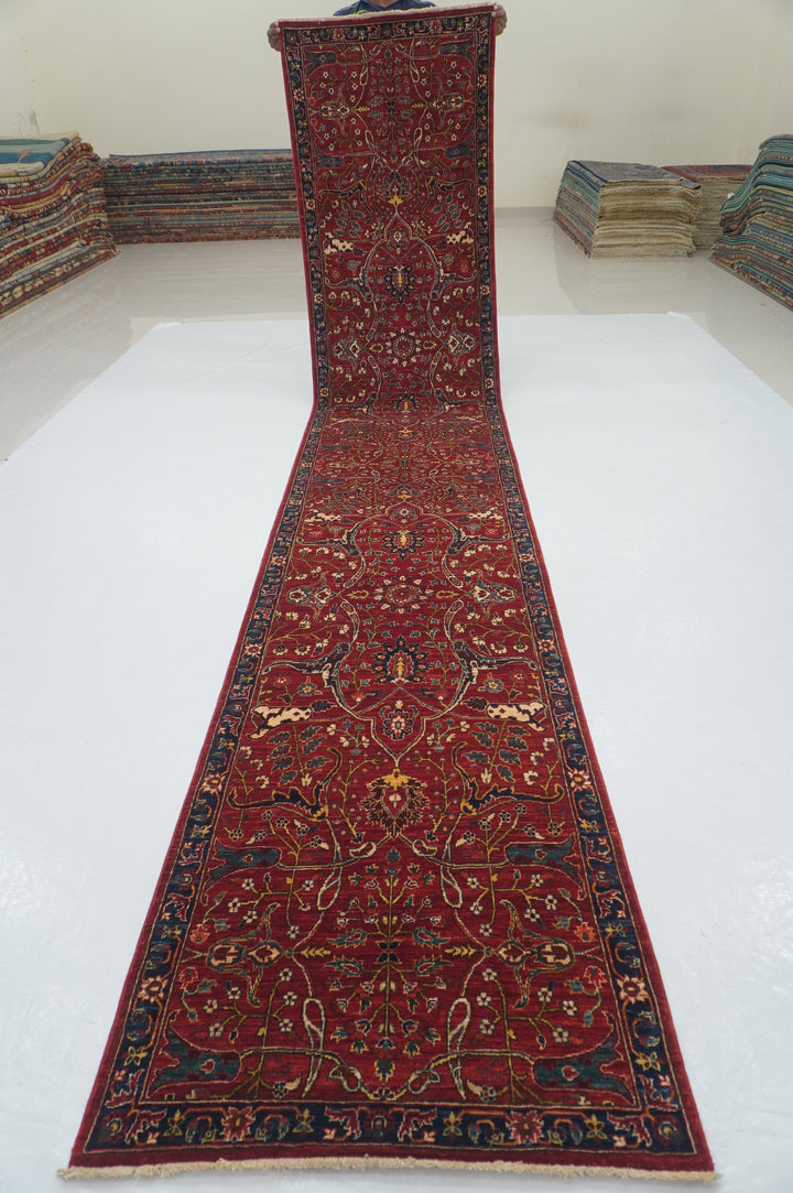 14 ft Deep Red Bidjar Afghan Hand knotted Long Oriental Runner Rug - Yildiz Rugs