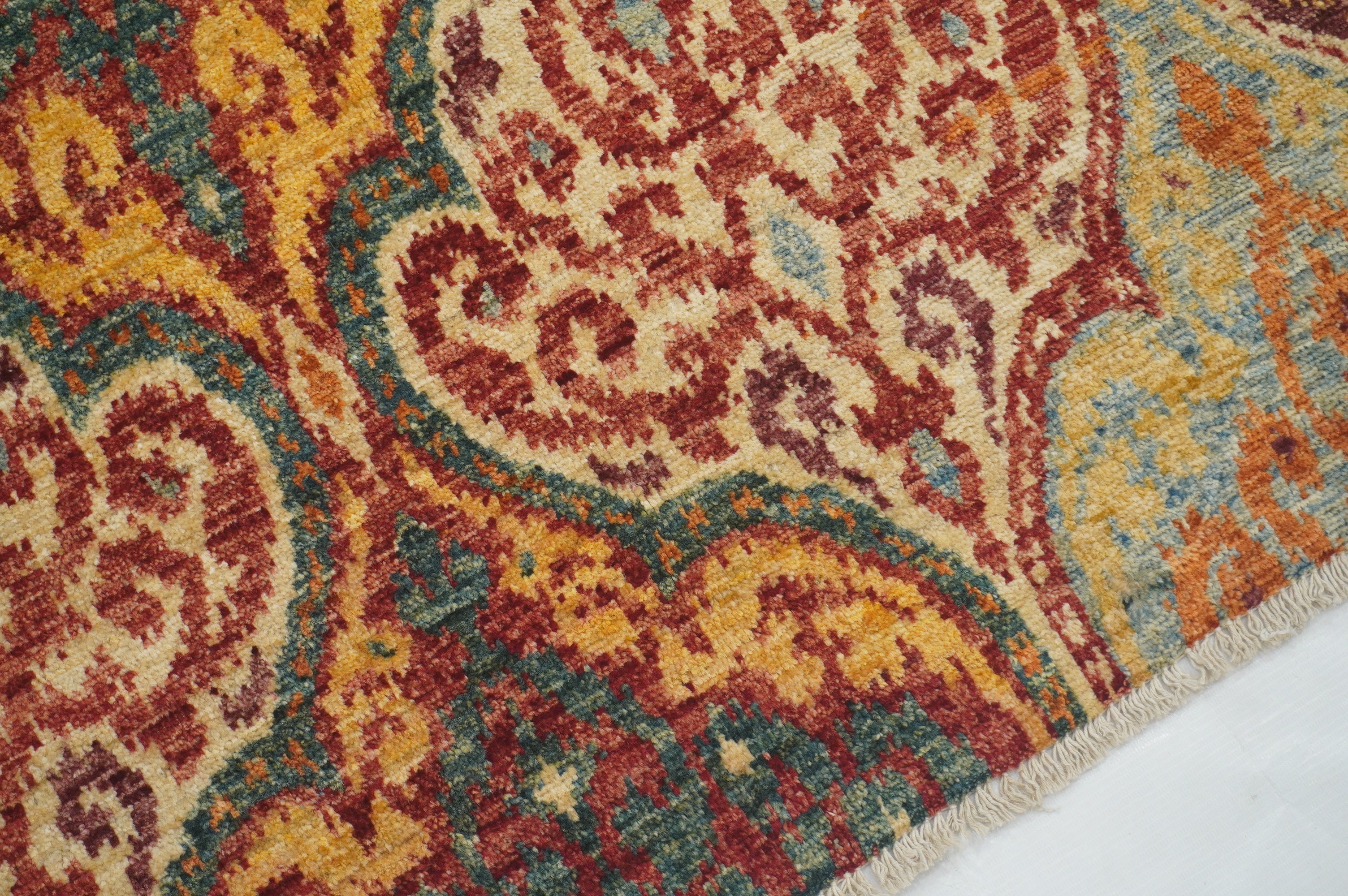 5x7 Ikat Multicolor Afghan Hand Knotted Rug - Yildiz Rugs