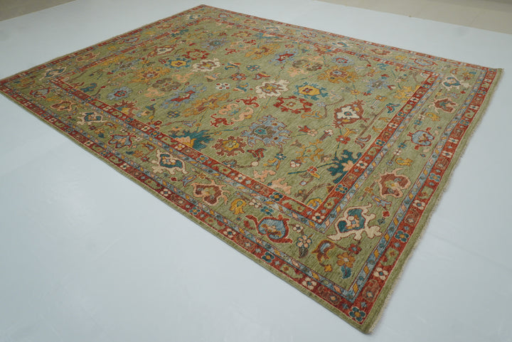 9x12 Green Oushak Turkish Hand knotted Oriental Rug - Yildiz Rugs
