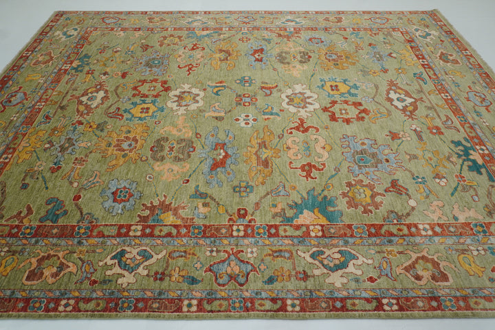 9x12 Green Oushak Turkish Hand knotted Oriental Rug - Yildiz Rugs