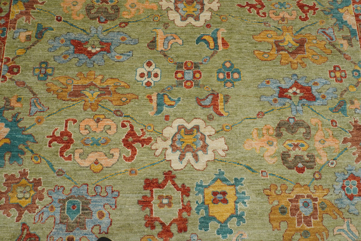 9x12 Green Oushak Turkish Hand knotted Oriental Rug - Yildiz Rugs