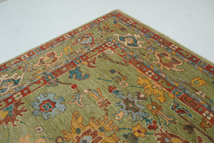 9x12 Green Oushak Turkish Hand knotted Oriental Rug - Yildiz Rugs