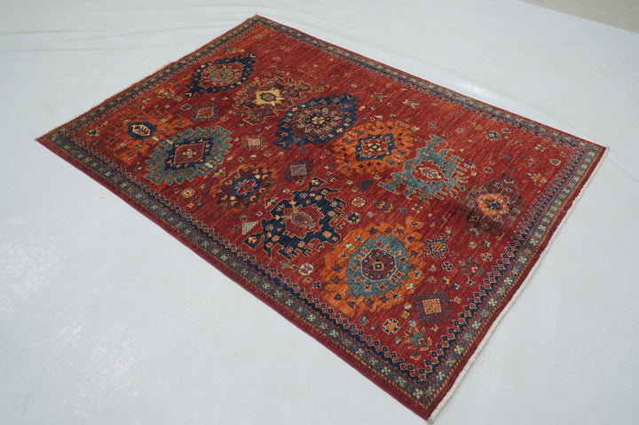 4x6 Red Baluch Afghan hand knotted Oriental Rug