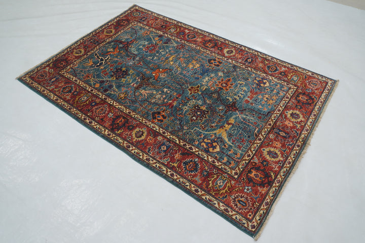 4x6 Blue Afghan Bidjar Oriental Rug