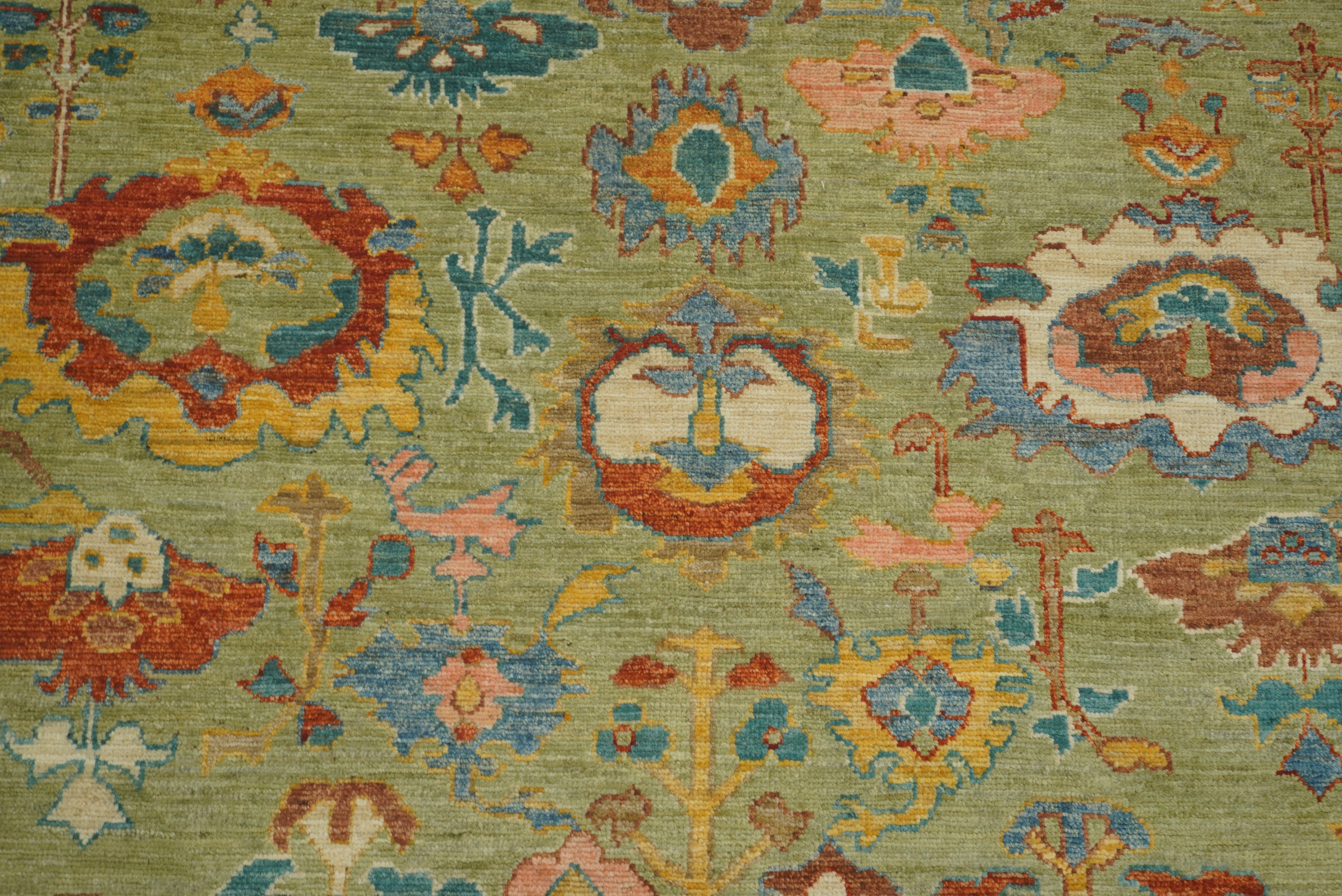 9x12 Green Oushak Turkish Hand knotted Oriental Rug - Yildiz Rugs