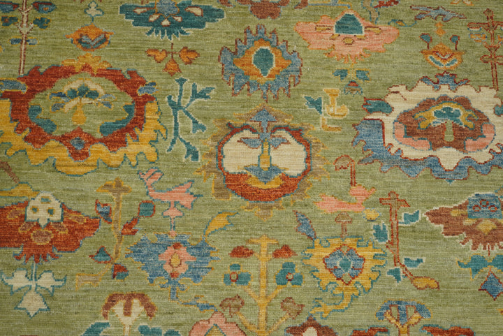 9x12 Green Oushak Turkish Hand knotted Oriental Rug - Yildiz Rugs
