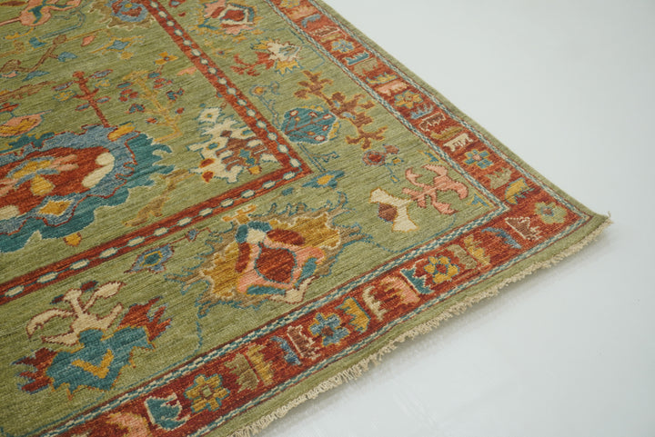 9x12 Green Oushak Turkish Hand knotted Oriental Rug - Yildiz Rugs