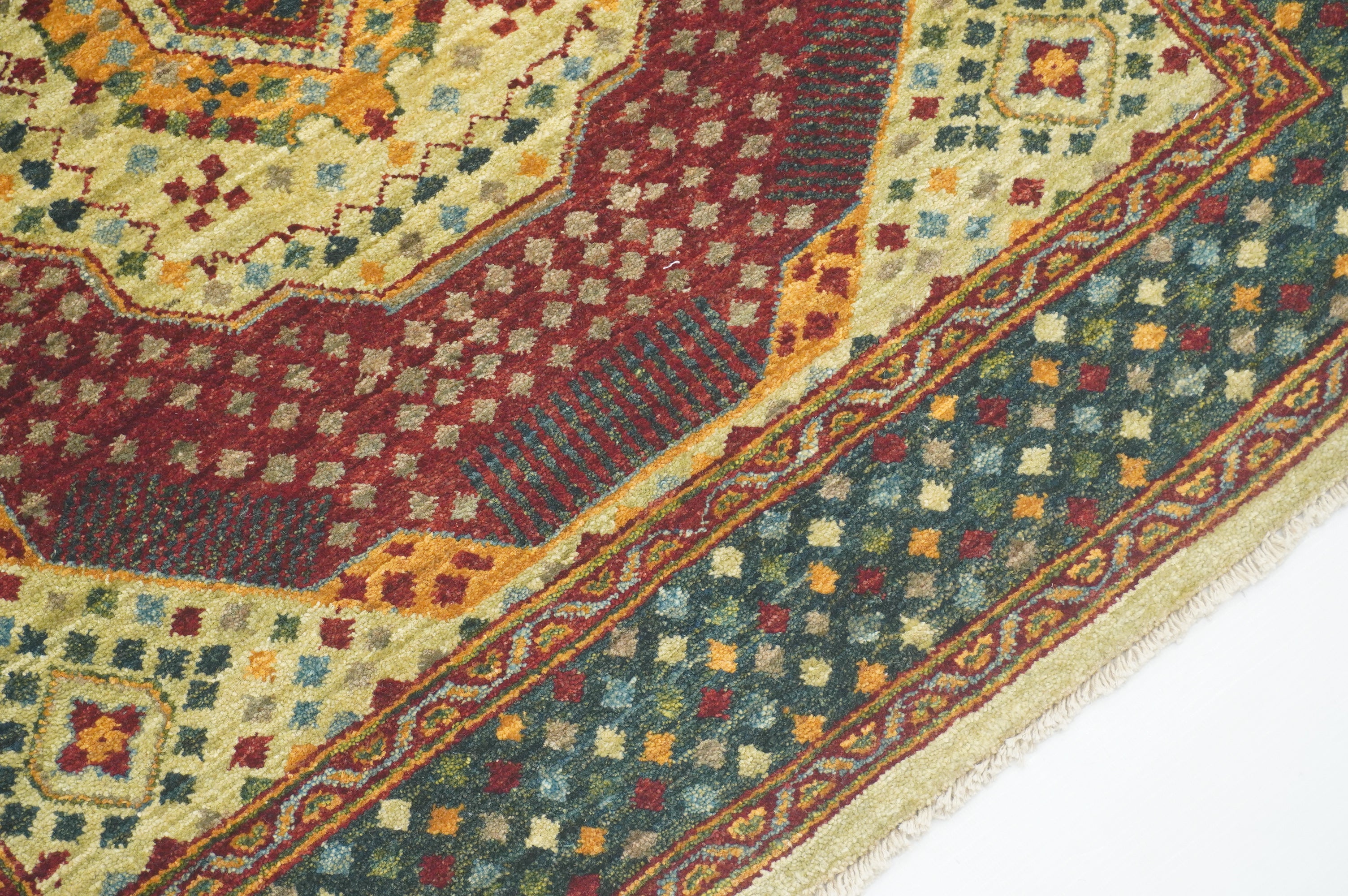 3x5 Green Mamluk knotted Turkish Medallion Rug - Yildiz Rugs