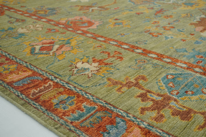 9x12 Green Oushak Turkish Hand knotted Oriental Rug - Yildiz Rugs