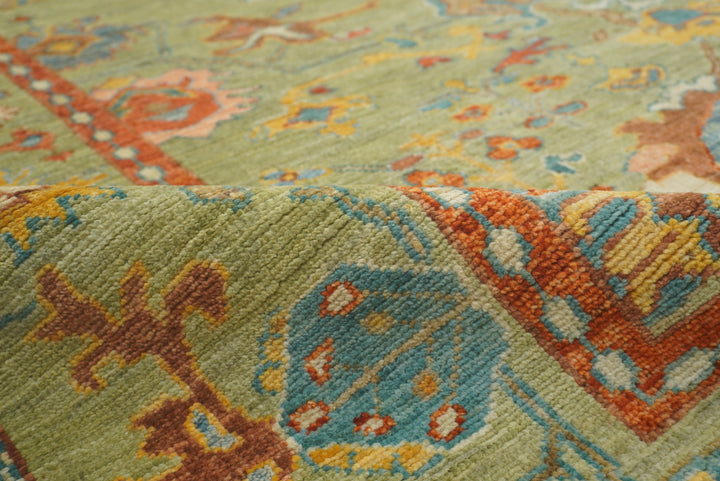 9x12 Green Oushak Turkish Hand knotted Oriental Rug - Yildiz Rugs
