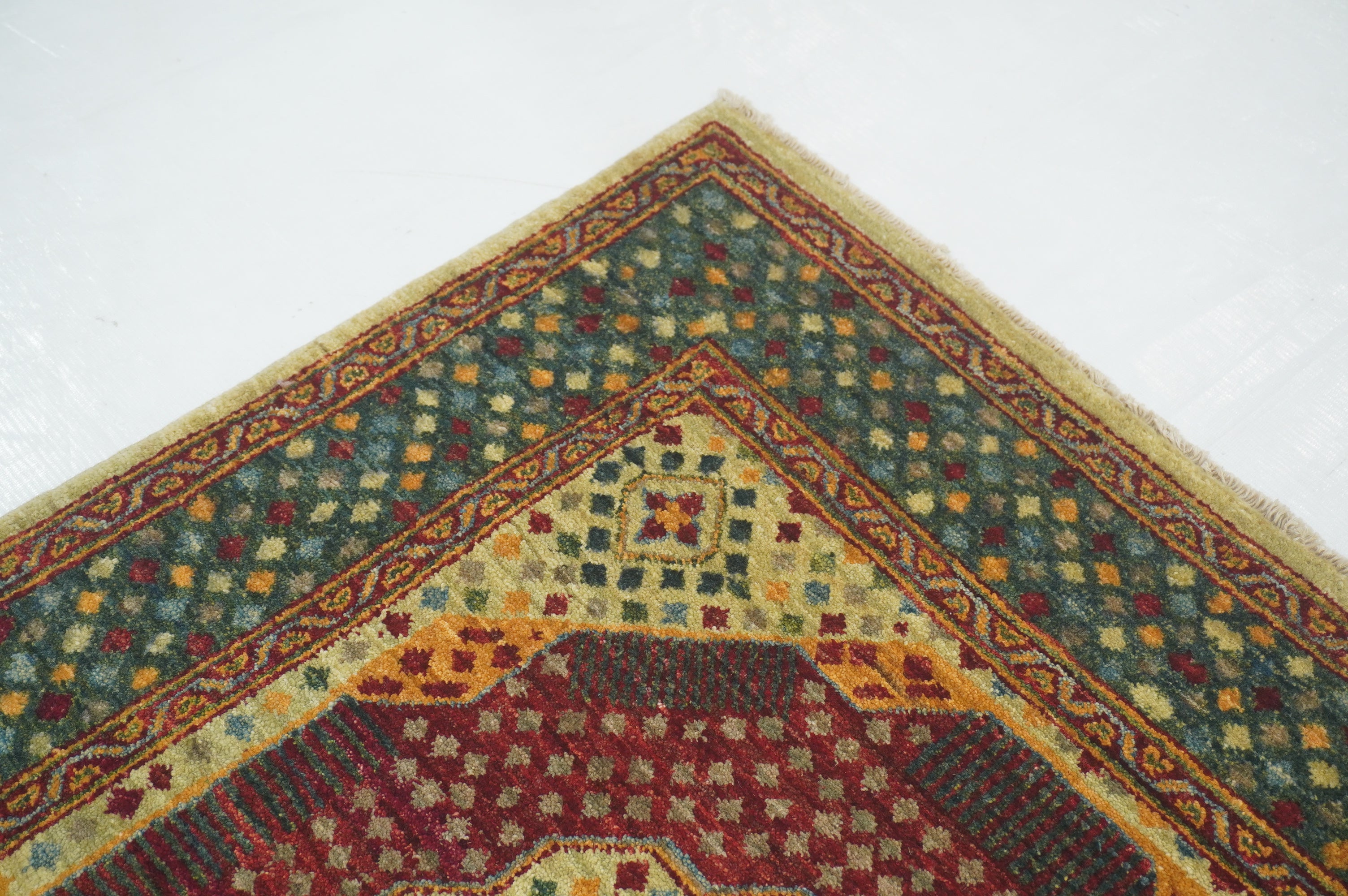 3x5 Green Mamluk knotted Turkish Medallion Rug - Yildiz Rugs