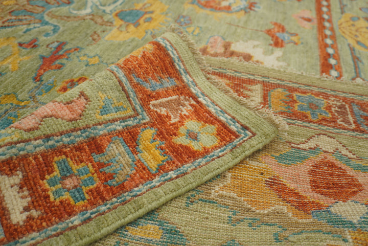 9x12 Green Oushak Turkish Hand knotted Oriental Rug - Yildiz Rugs