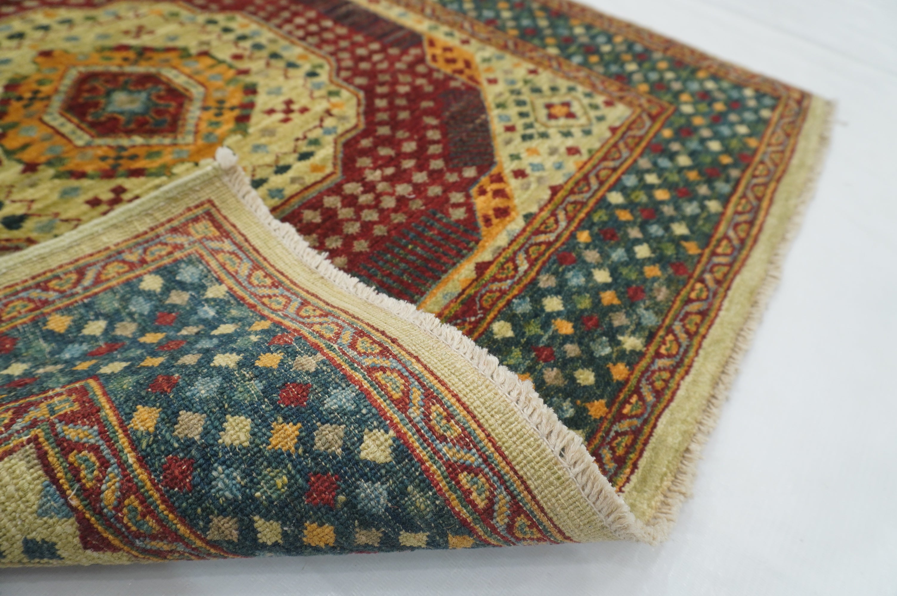 3x5 Green Mamluk knotted Turkish Medallion Rug - Yildiz Rugs