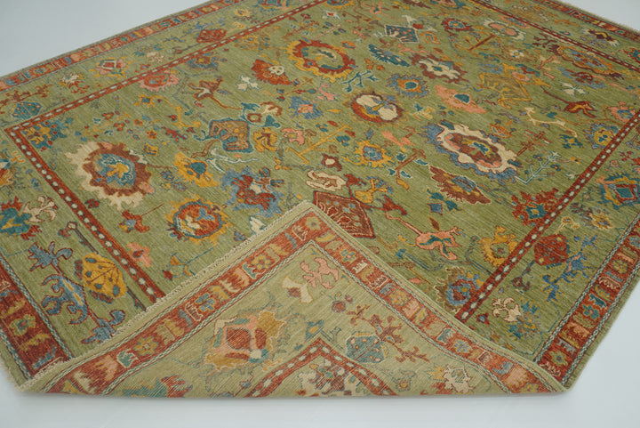 9x12 Green Oushak Turkish Hand knotted Oriental Rug - Yildiz Rugs