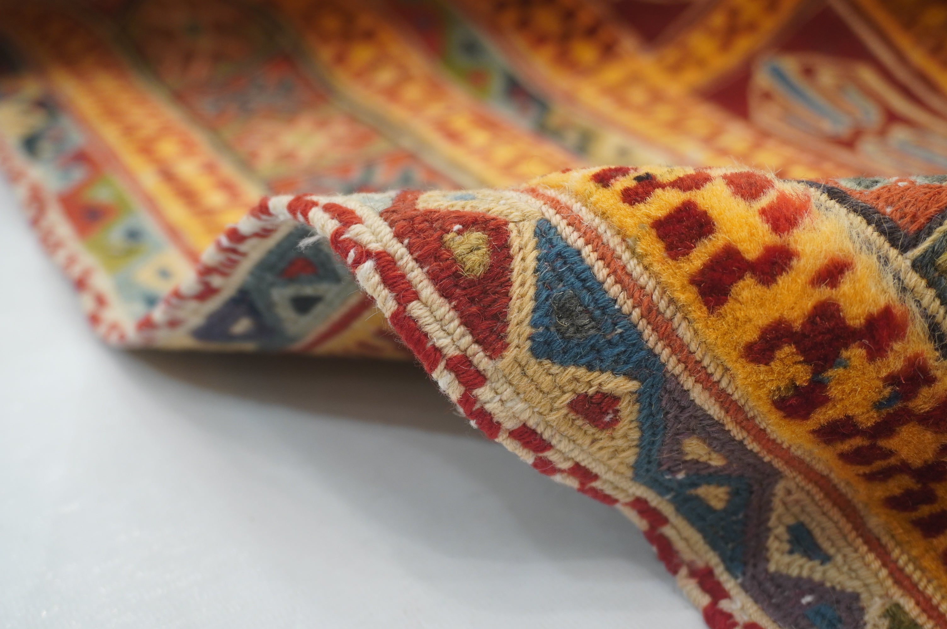 5x7 Vintage Barjesta Kilim Gold Afghan High Low Hand Knotted / Woven Rug - Yildiz Rugs