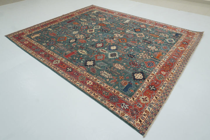 8x10 Green Gabbeh Afghan Hand knotted Oriental Rug - Yildiz Rugs