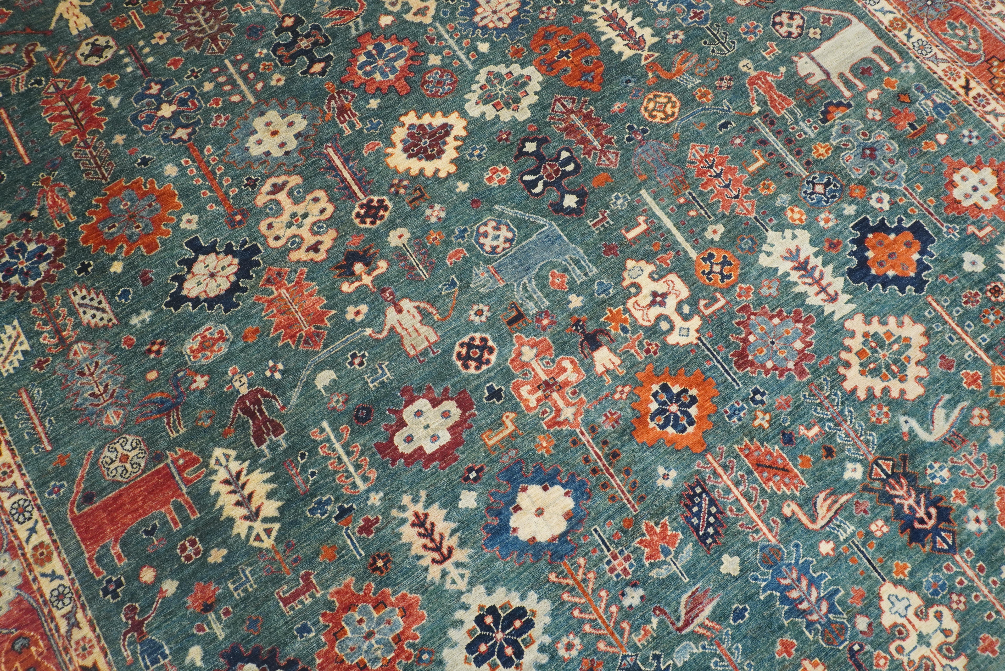 8x10 Green Gabbeh Afghan Hand knotted Oriental Rug - Yildiz Rugs