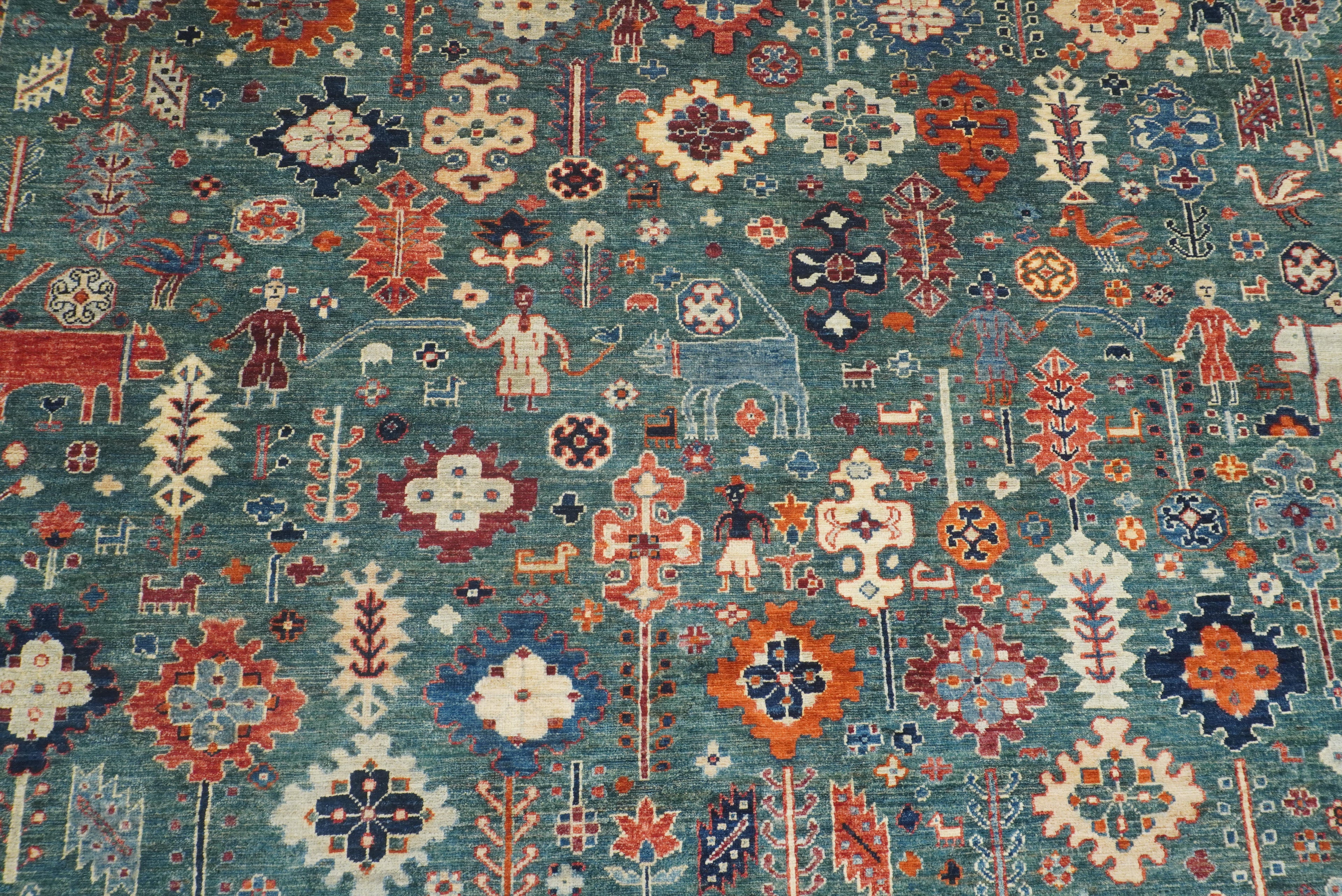 8x10 Green Gabbeh Afghan Hand knotted Oriental Rug - Yildiz Rugs