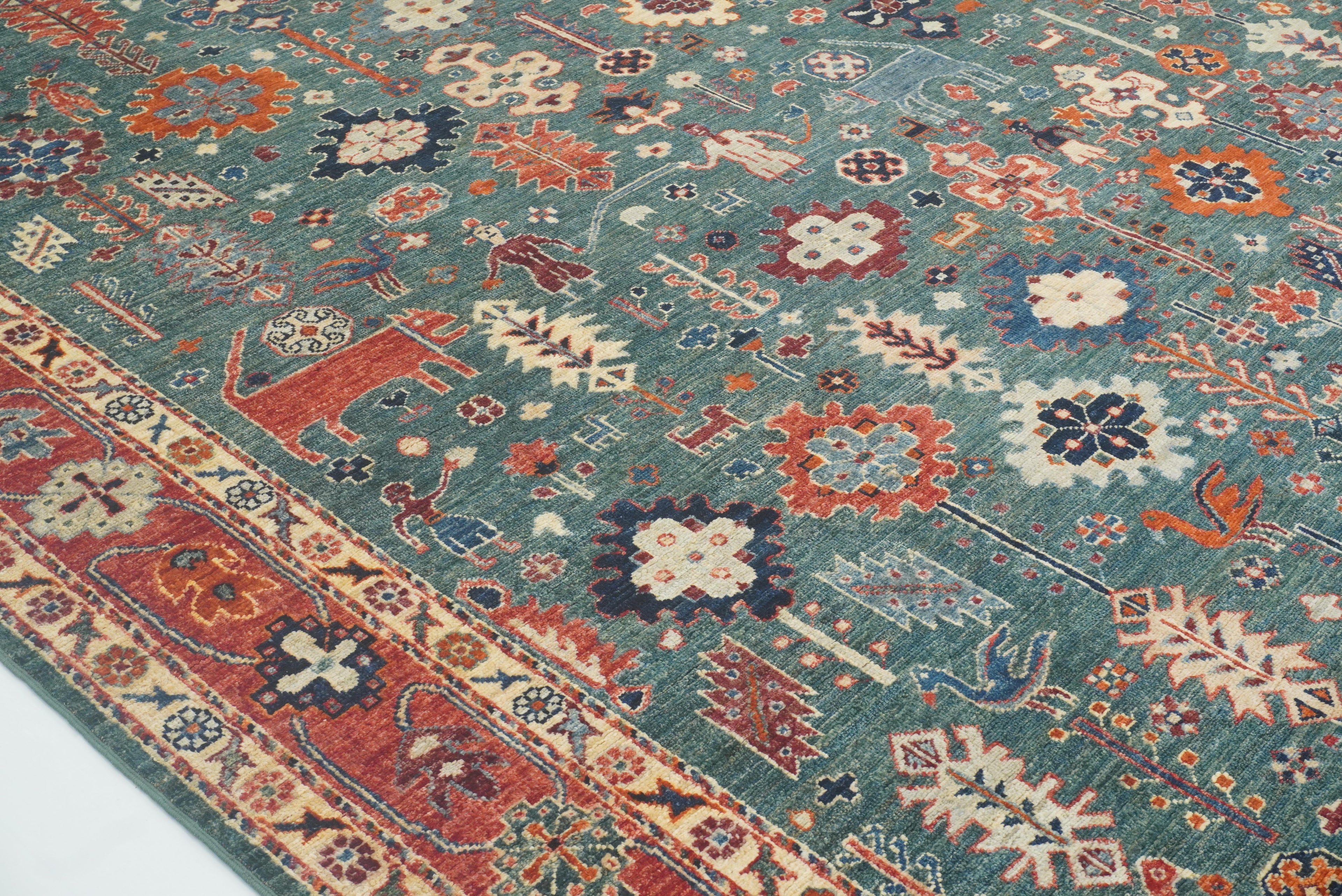 8x10 Green Gabbeh Afghan Hand knotted Oriental Rug - Yildiz Rugs