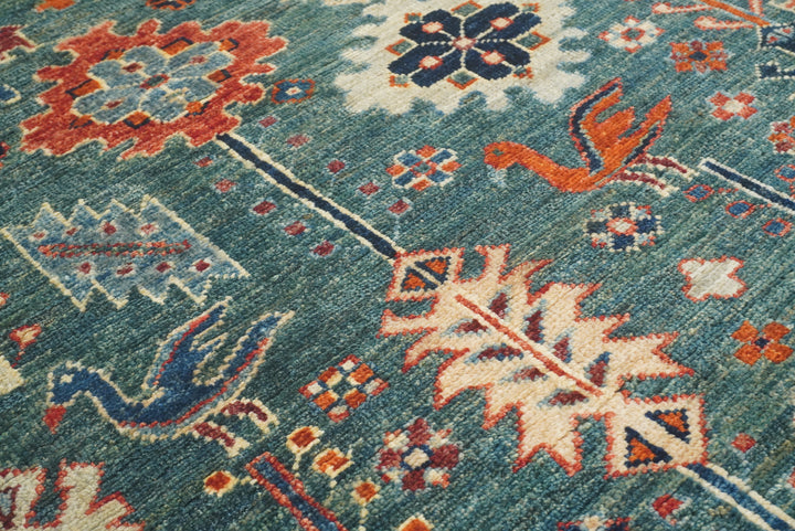 8x10 Green Gabbeh Afghan Hand knotted Oriental Rug - Yildiz Rugs