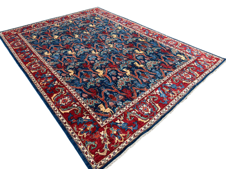 9x12 Lion Gabbeh Navy Blue Qashqai Afghan Hand Knotted Rug - Yildiz Rugs