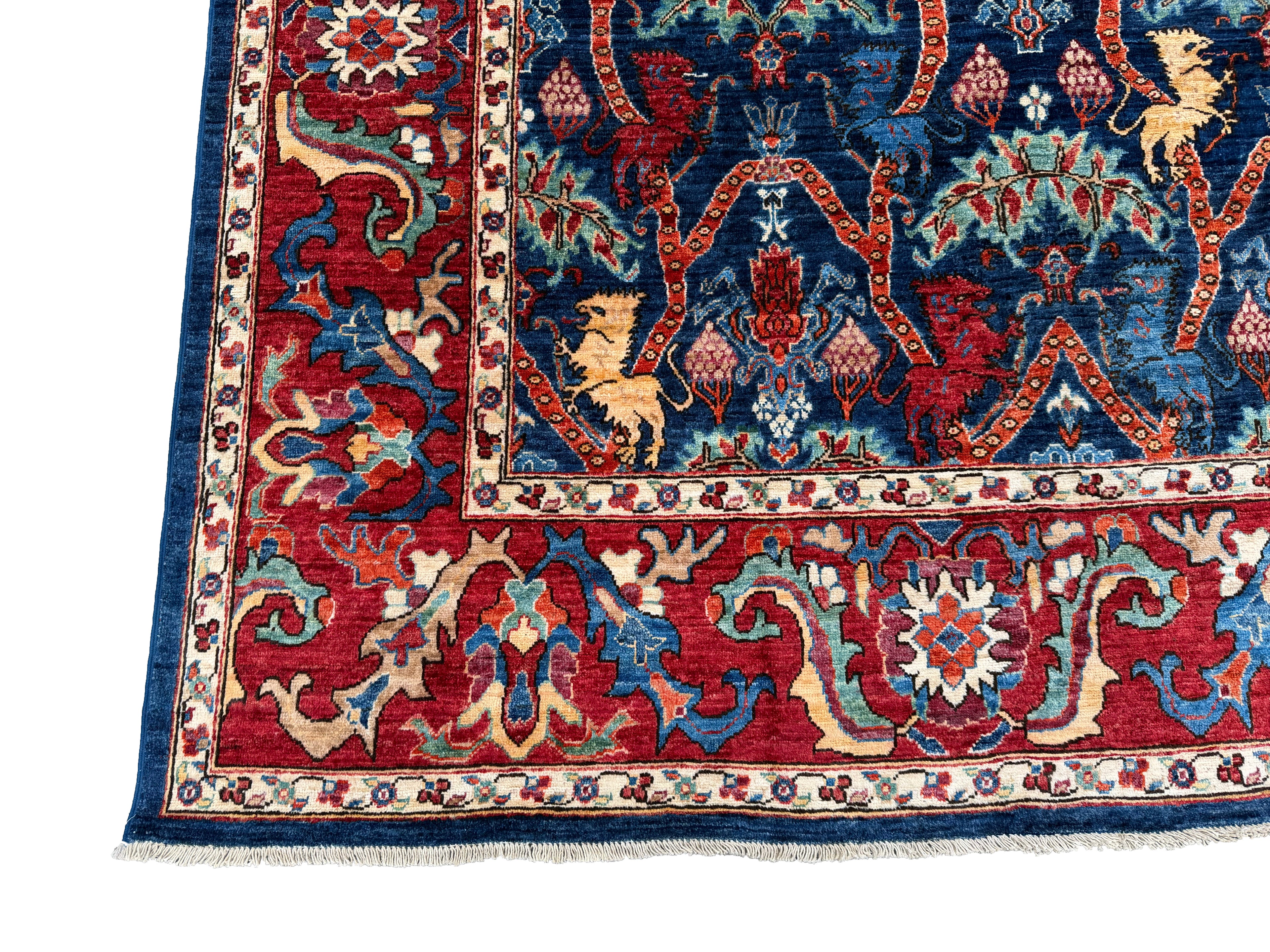 9x12 Lion Gabbeh Navy Blue Qashqai Afghan Hand Knotted Rug - Yildiz Rugs