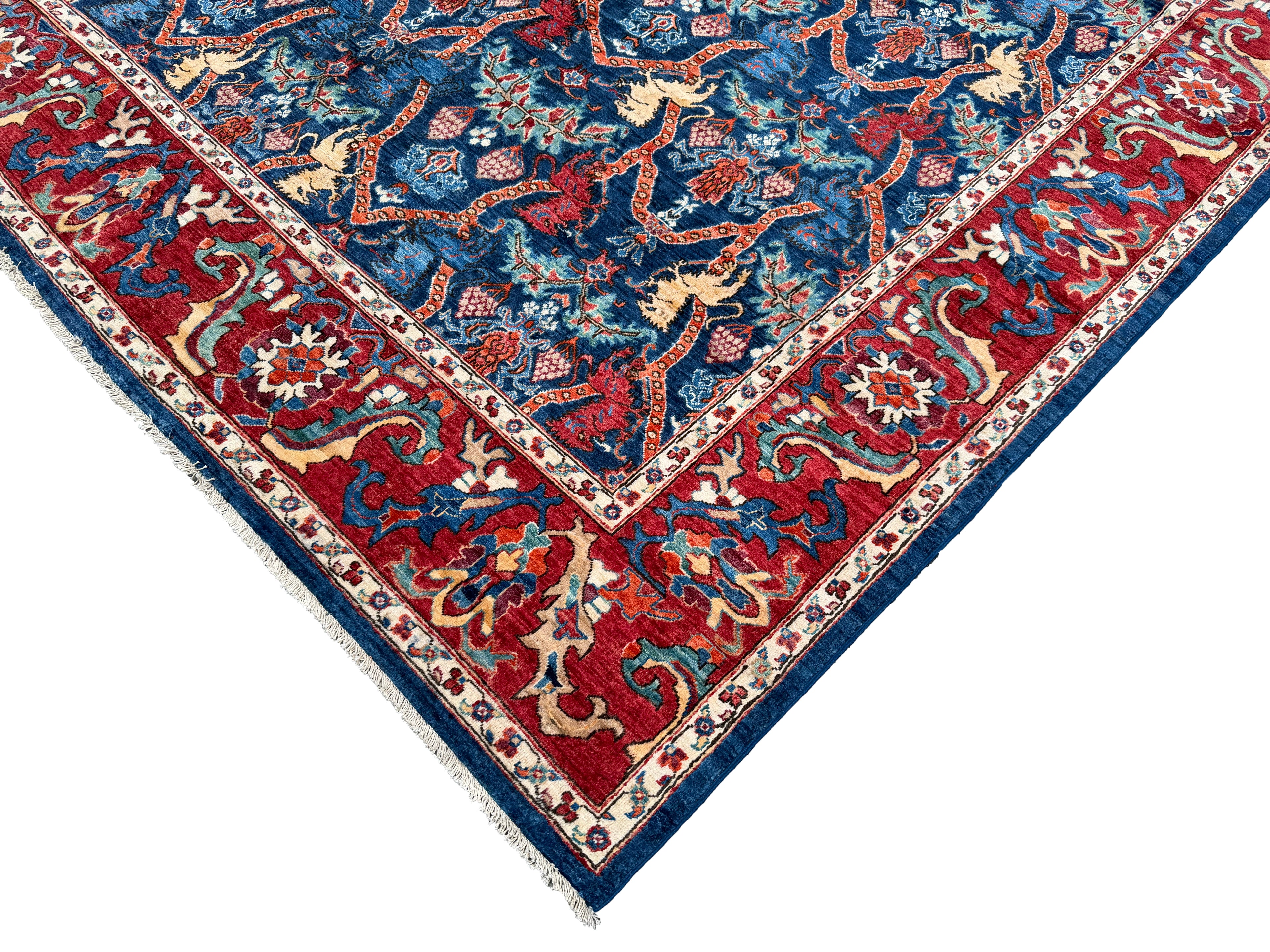 9x12 Lion Gabbeh Navy Blue Qashqai Afghan Hand Knotted Rug - Yildiz Rugs