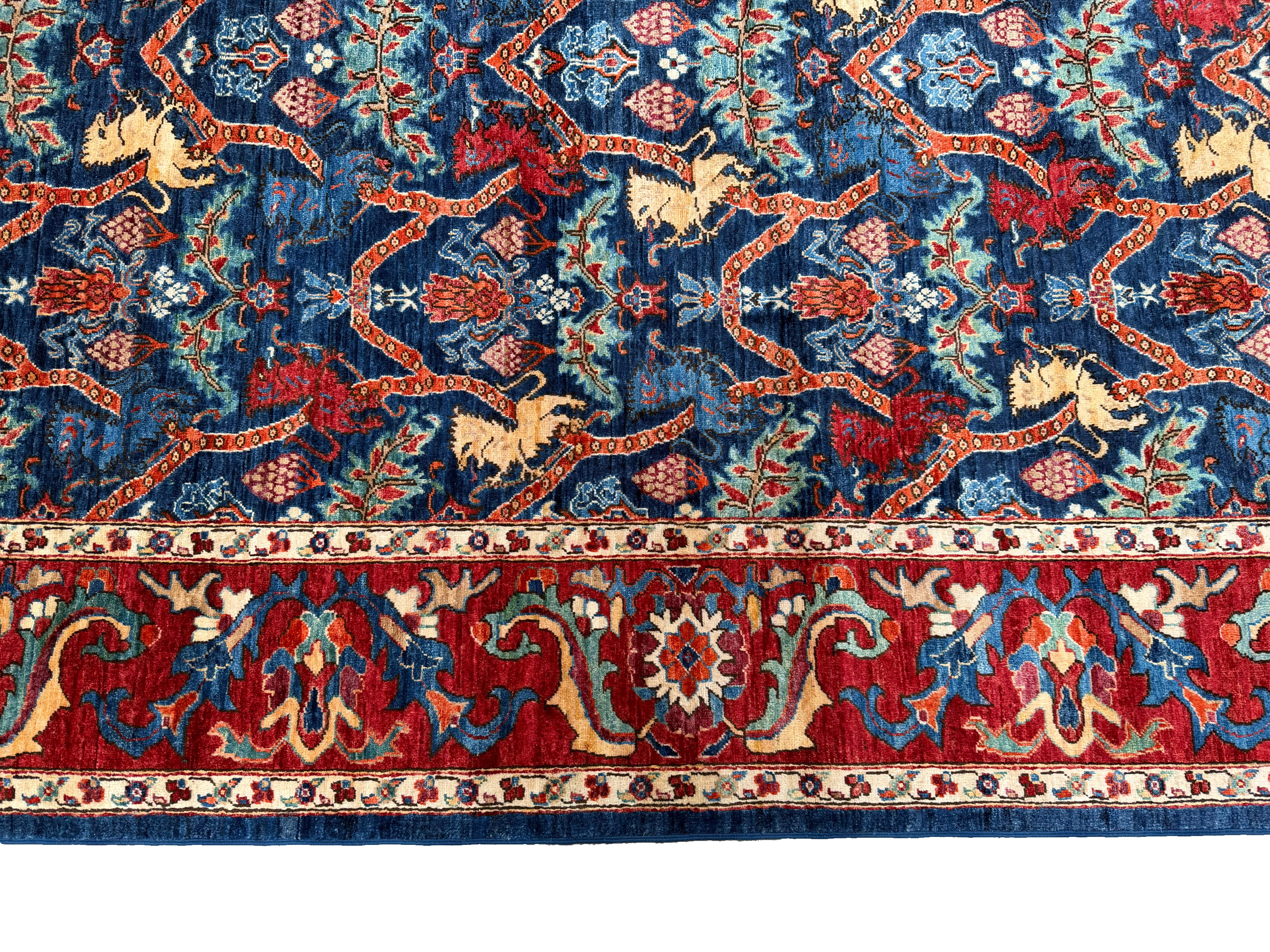 9x12 Lion Gabbeh Navy Blue Qashqai Afghan Hand Knotted Rug - Yildiz Rugs