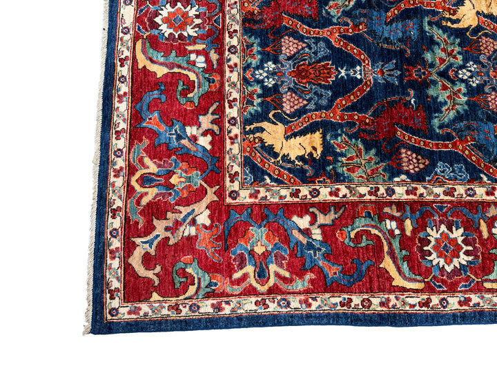 9x12 Lion Gabbeh Navy Blue Qashqai Afghan Hand Knotted Rug - Yildiz Rugs