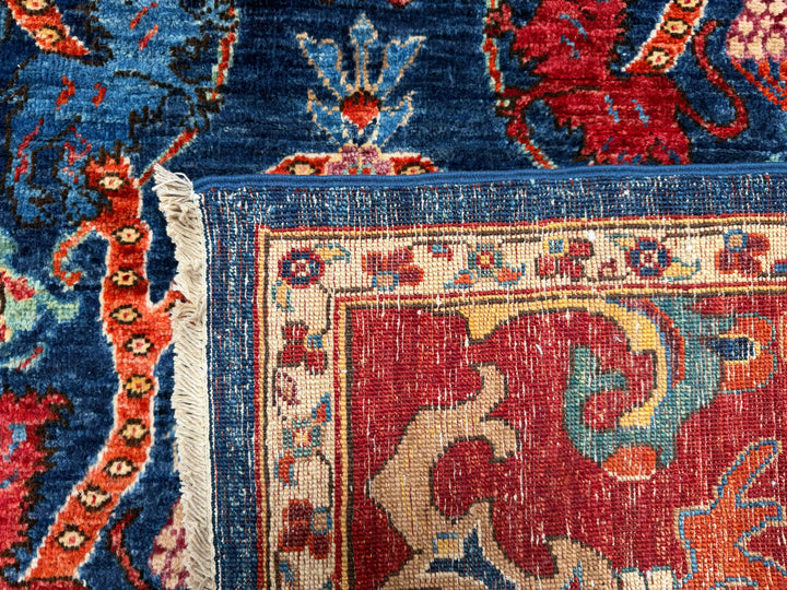 9x12 Lion Gabbeh Navy Blue Qashqai Afghan Hand Knotted Rug - Yildiz Rugs