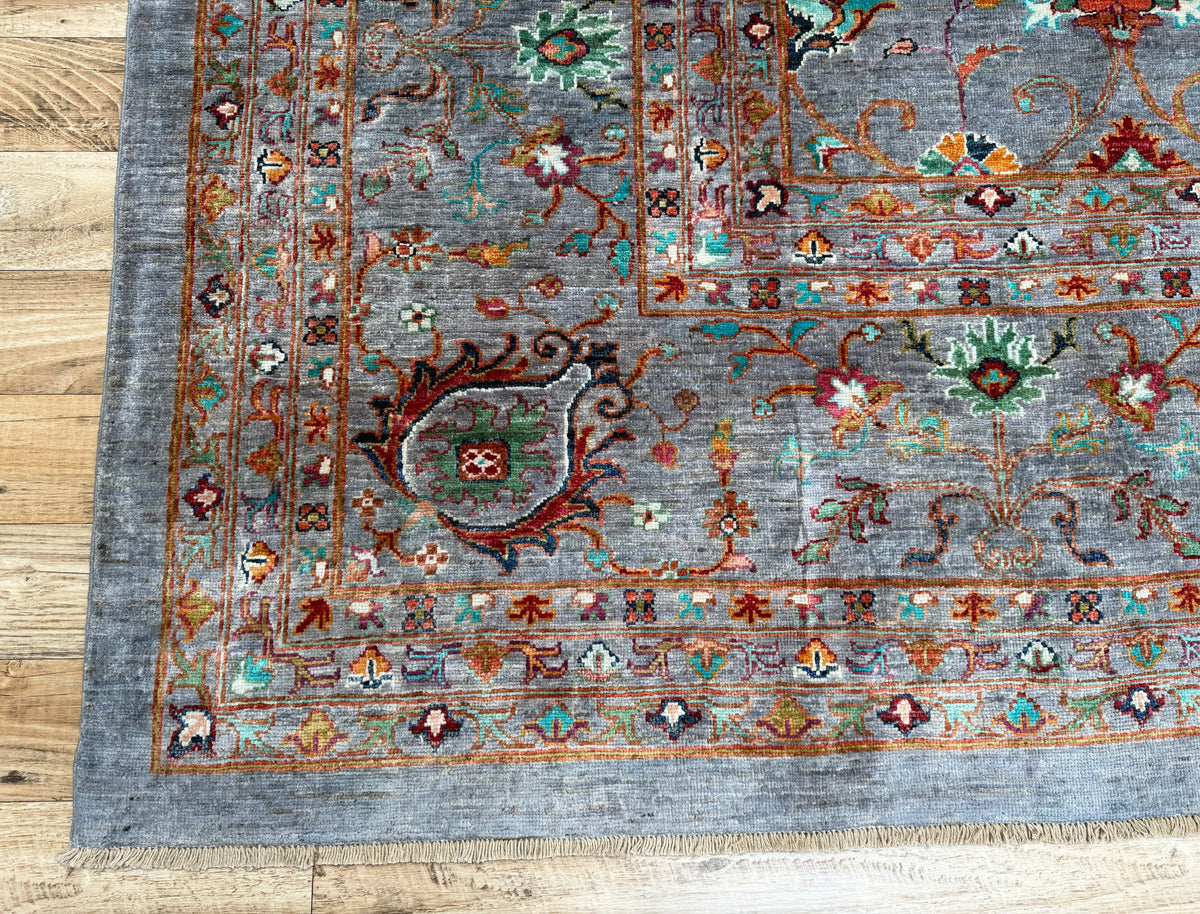 13x16 Blueish Gray Waziri Afghan Hand-Knotted Wool Oversize Rug - Yildiz Rugs