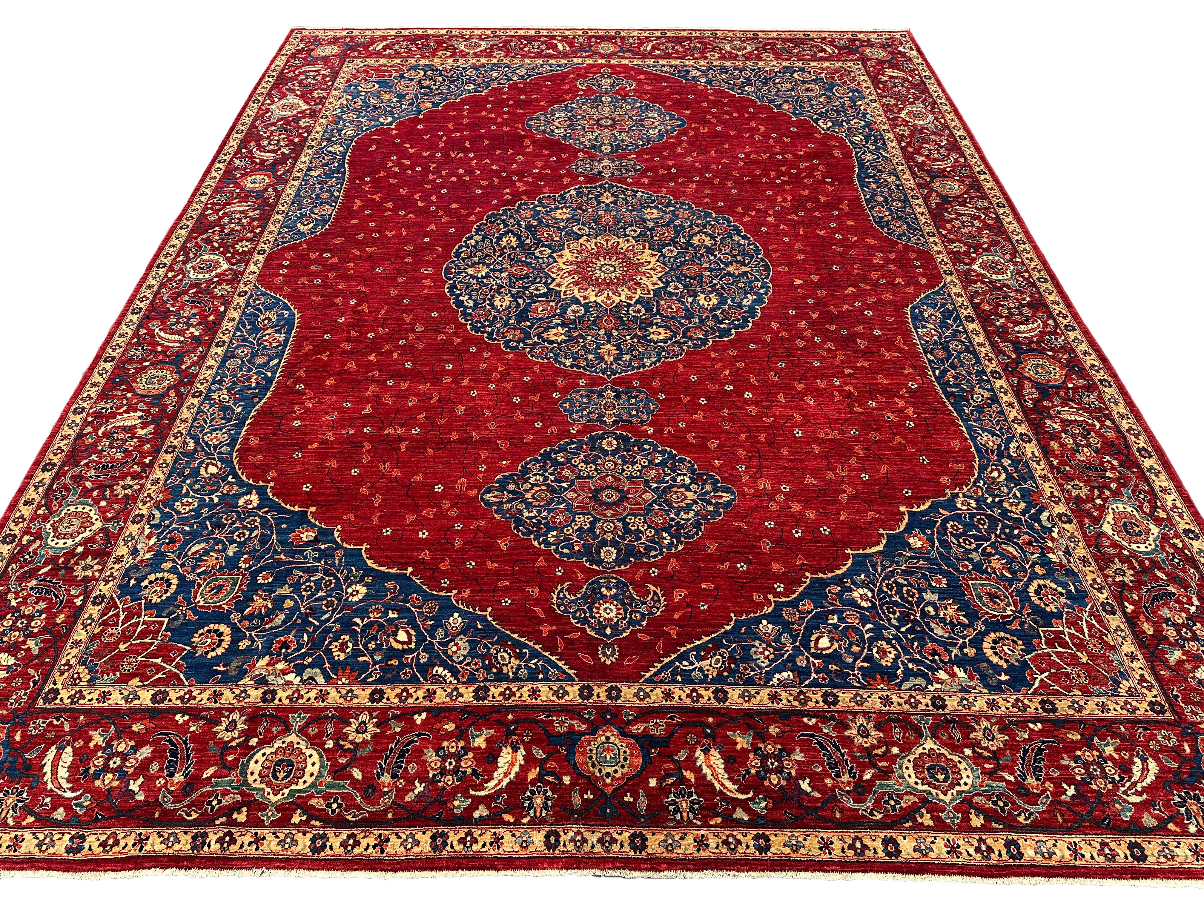 9x12 ft Red Afghan Hand Knotted Medallion Rug - Yildiz Rugs