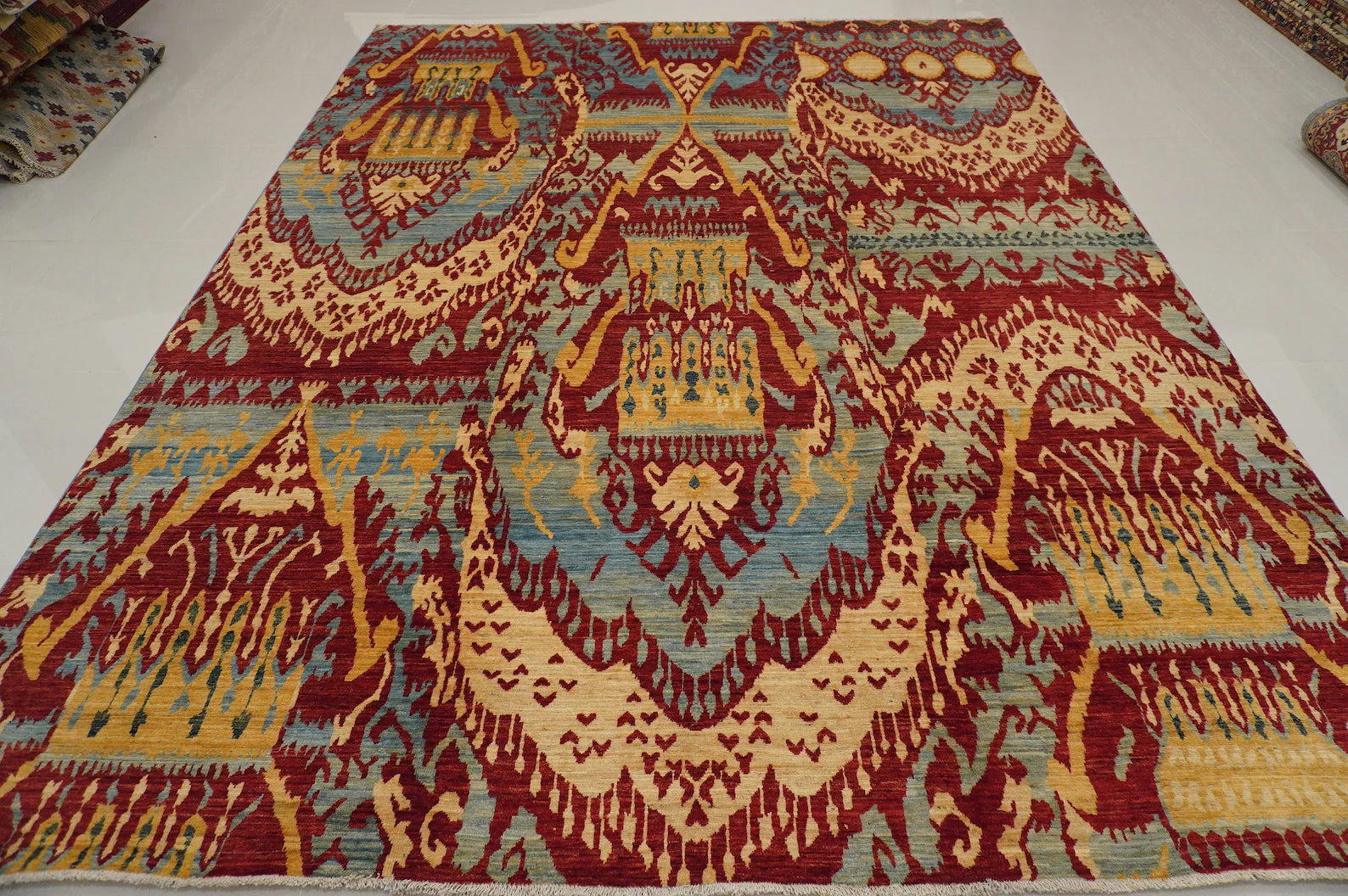 9x12 Ikat Uzbek Afghan Hand Knotted Rug