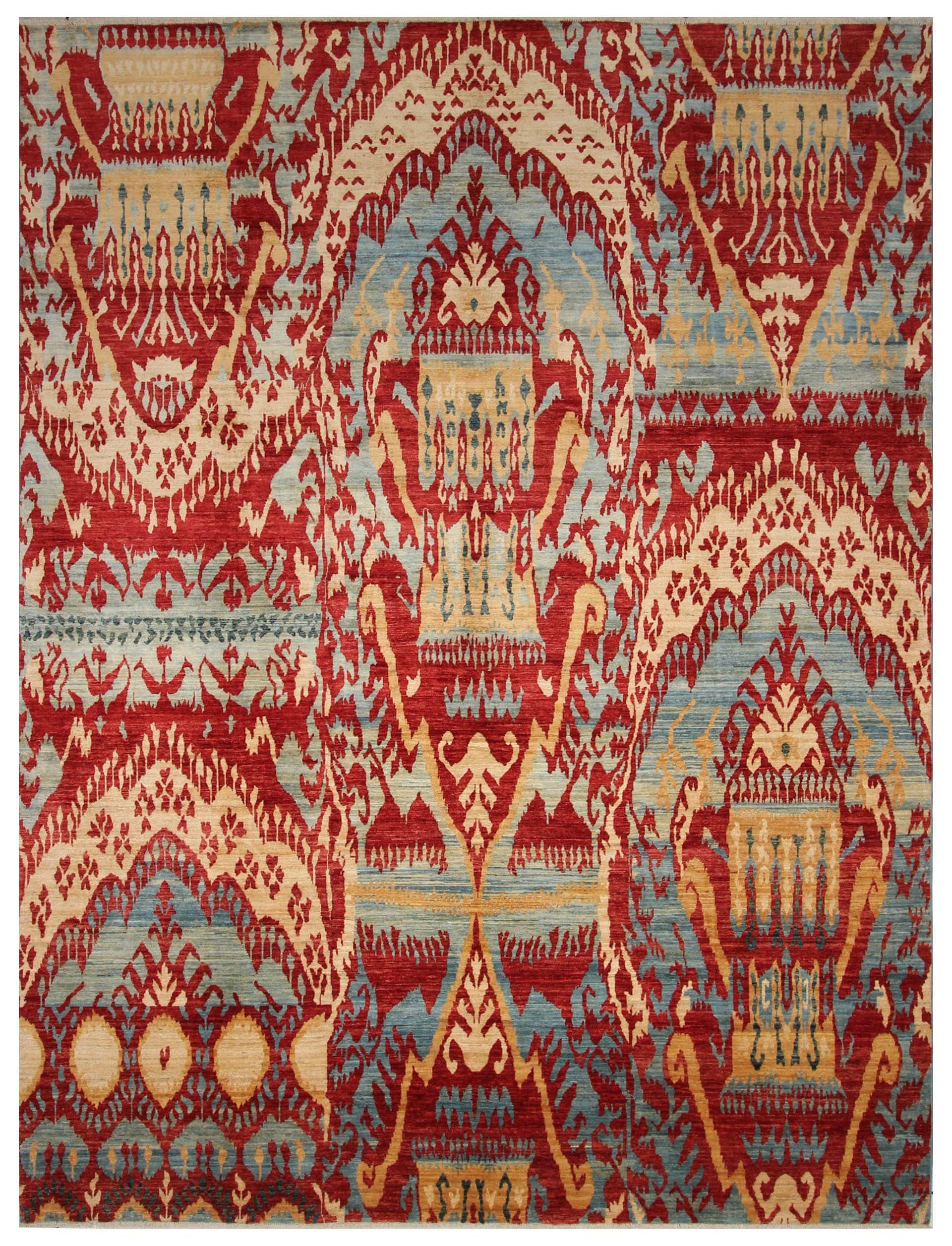 9x12 Ikat Uzbek Afghan Hand Knotted Rug