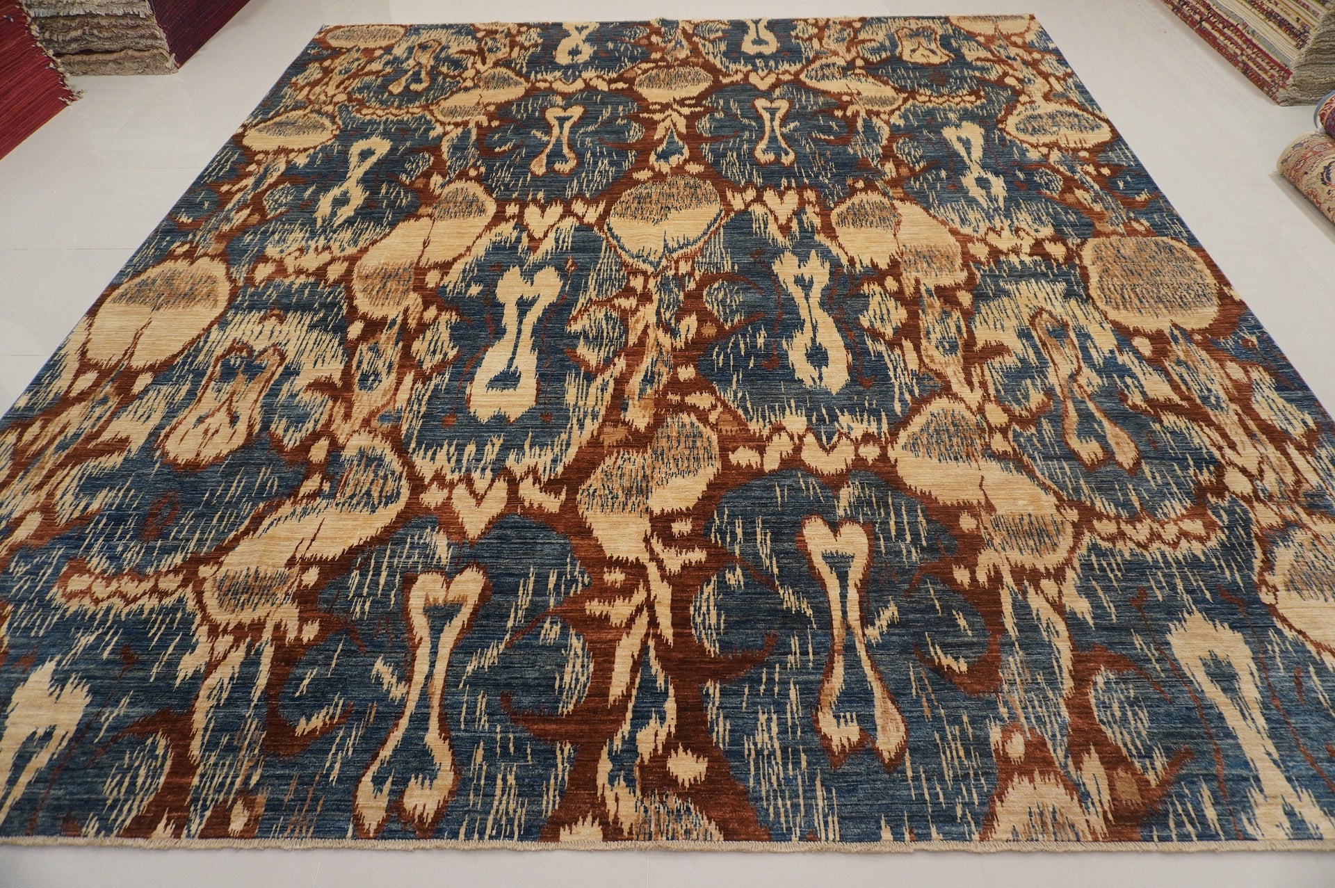 12x14 Ikat Afghan Hand Knotted Rug